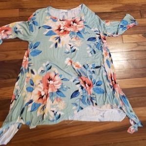 ODDY Womens 1XL 3/4length Floral Top